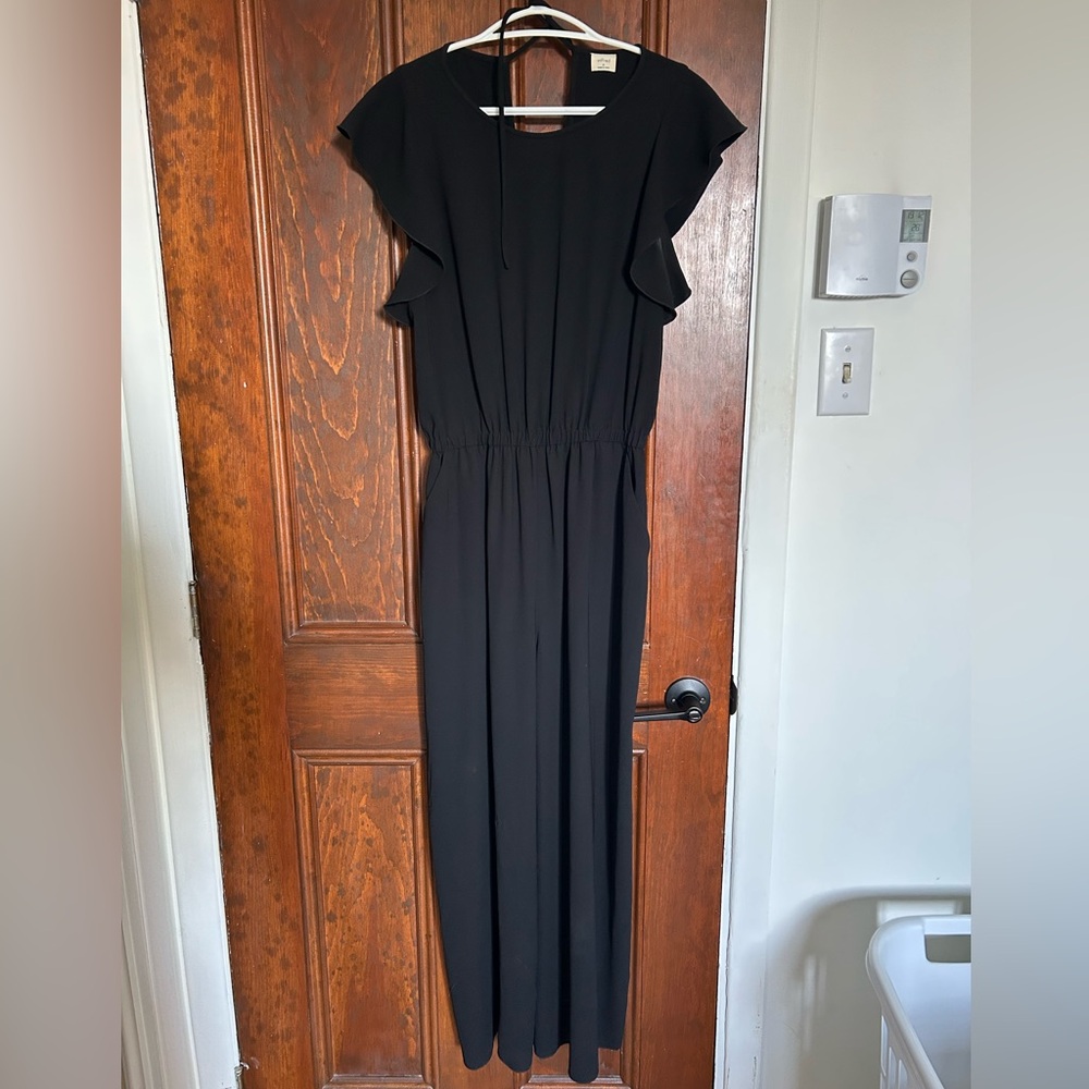 Wilfred Black Jumpsuit with Ruffle Sleeves